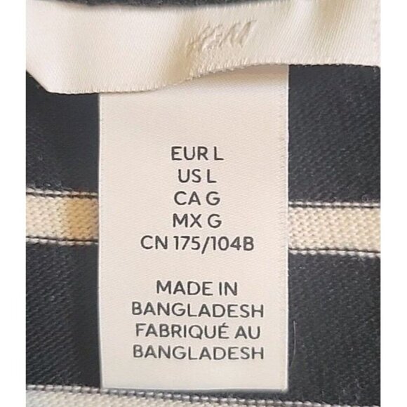 H&M European Cotton Jumper Striped Black White Gold Button Sweater Size L Womens - Picture 4 of 9
